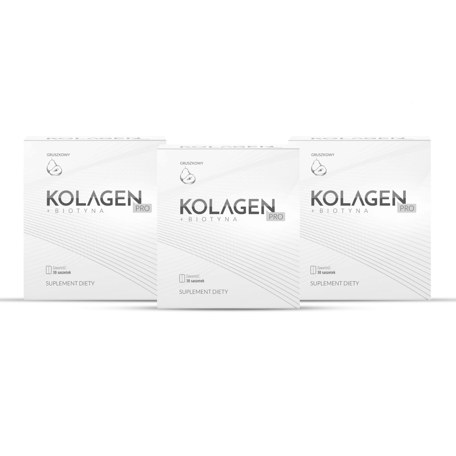 3 x Kolagen Pro naturalny, rybi. Stawy, włosy i paznokcie (3x30 saszetek, gruszkowy)