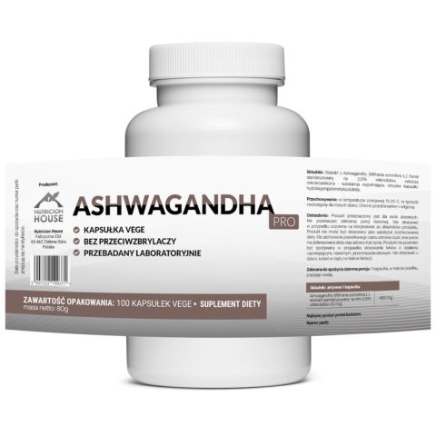 ASHWAGANDHA największa MEGA KAPSUŁKA 10mg witanolidów 100 vegekaps