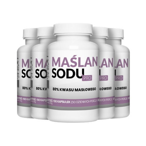 5x Maślan Sodu 80% 1000mg Kwas Masłowy 800mg 100 Vegekapsułek Megaporcja