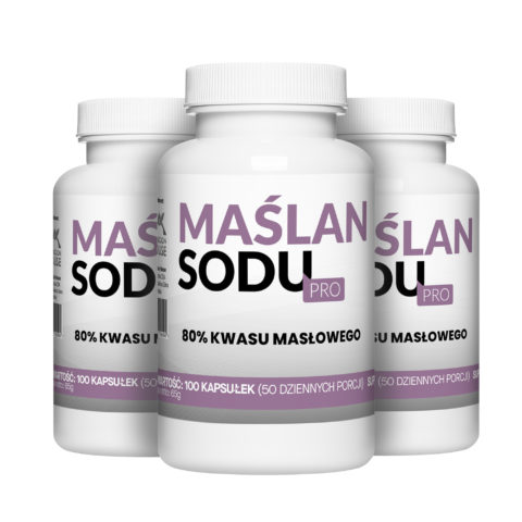 3x Maślan Sodu 80% 1000mg Kwas Masłowy 800mg 100 Vegekapsułek Megaporcja
