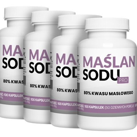 4x Maślan Sodu 80% 1000mg Kwas Masłowy 800mg 100 Vegekapsułek Megaporcja